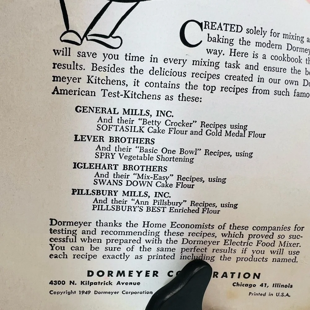 1949 Dormeyer Electric-Mix Treasure Book Vintage Mixer Cookbook Manual